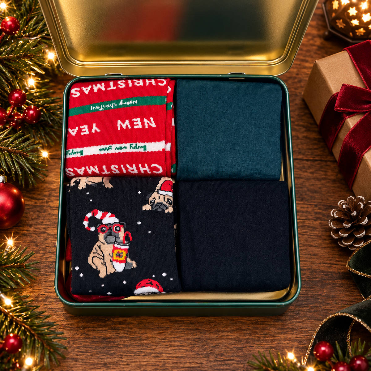 John Frank Fun Socken Christmas 4er Pack aus superior Cotton