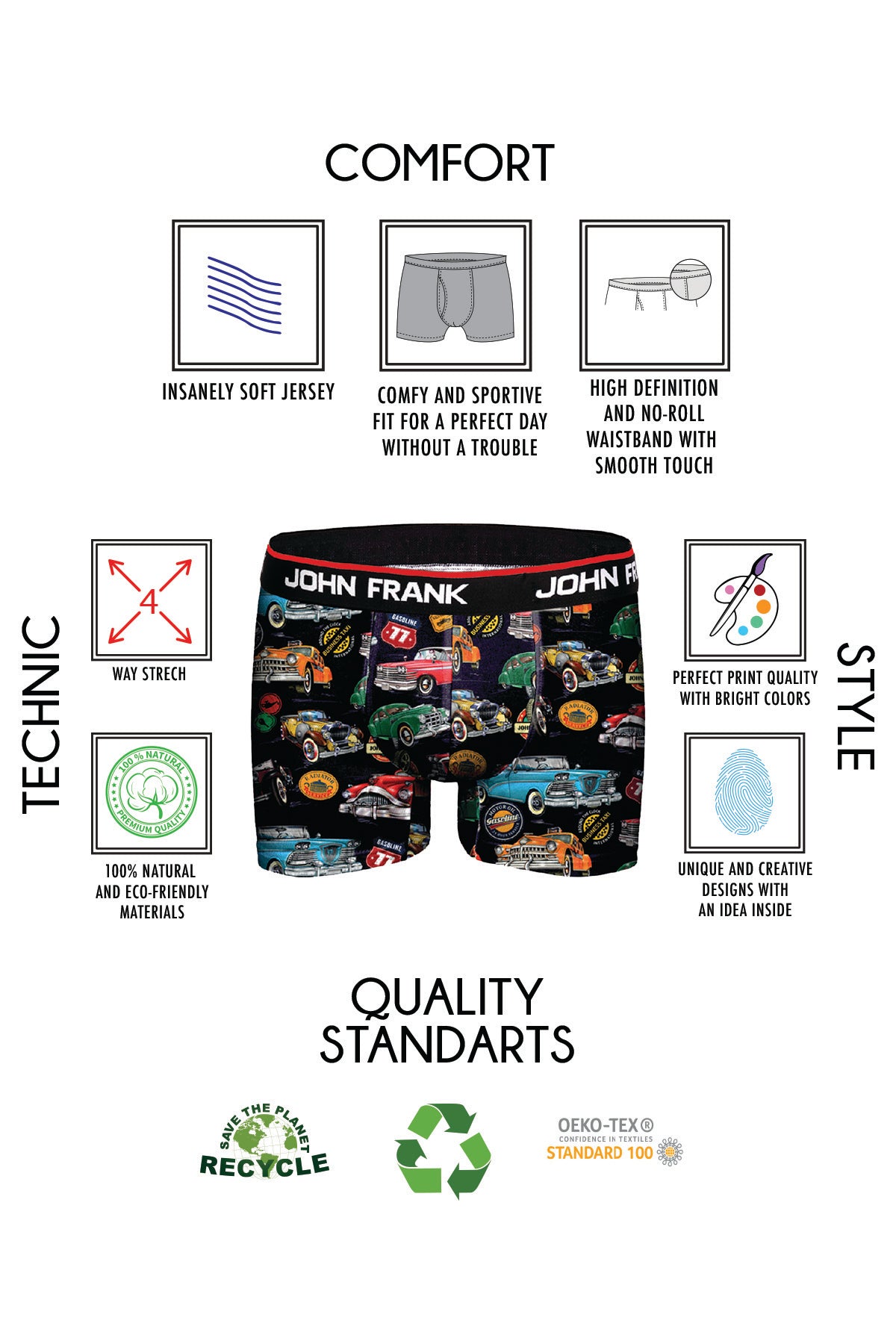 Boxershort Oldtimer aus hochwertiger Baumwolle