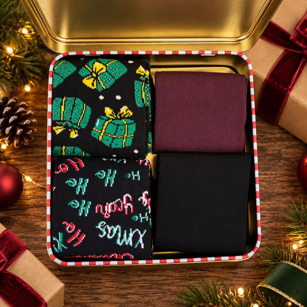 John Frank Fun Socken Christmas 4er Pack aus superior Cotton