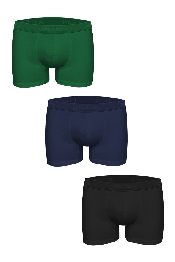 Boxershort Natural Modal Grün/Navy/Schwarz 3er Pack aus hochwertigem Modal