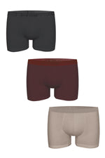 Boxershort Natural Modal Bordo/Beige/Schwarz 3er Pack aus hochwertigem Modal