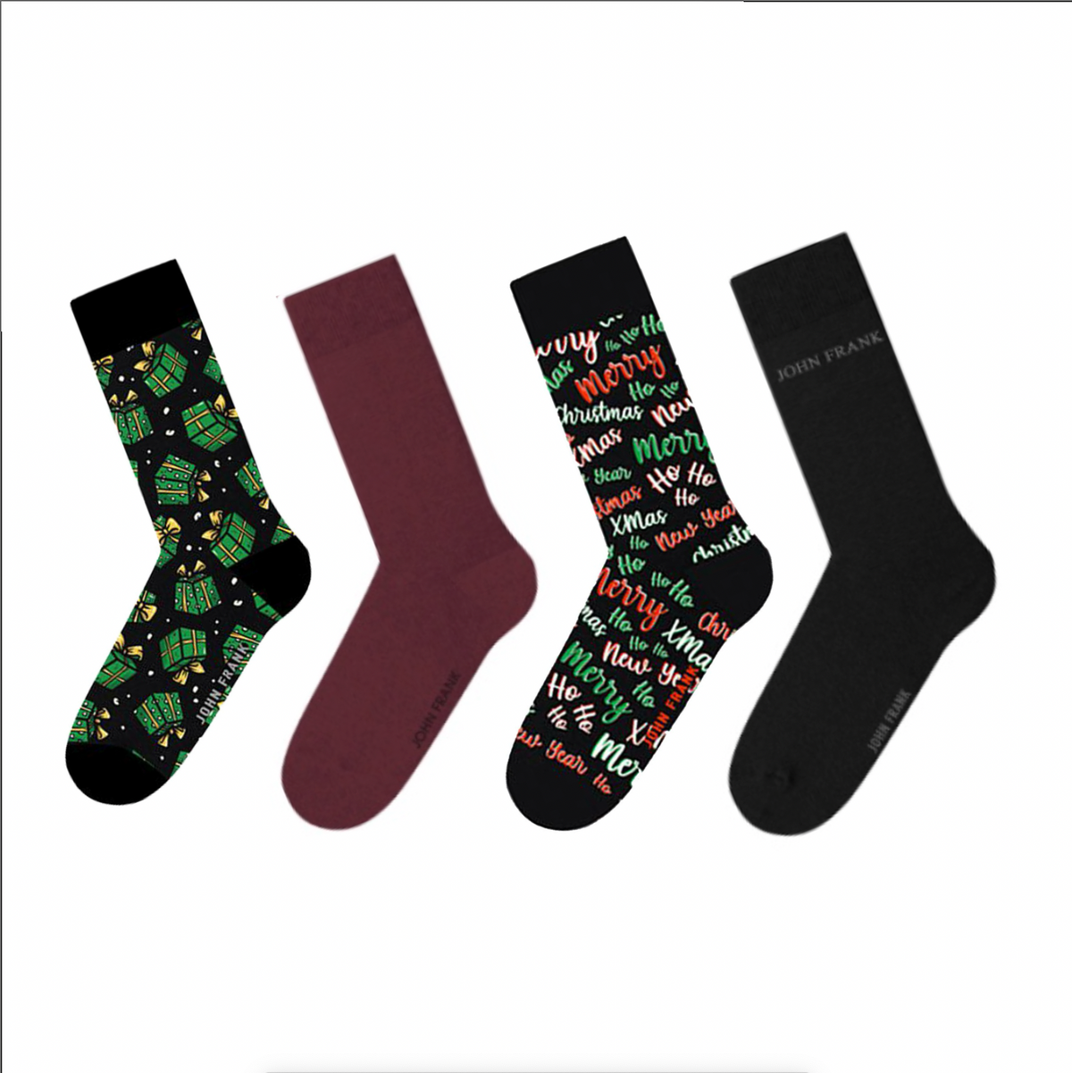 John Frank Fun Socken Christmas 4er Pack aus superior Cotton