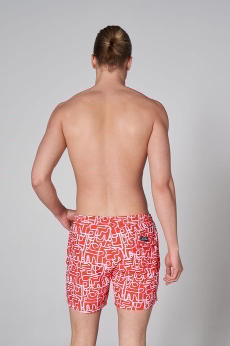 John Frank Badeshort Geo line coral