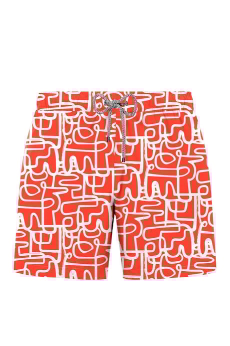 John Frank Badeshort Geo line coral