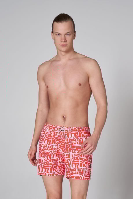 John Frank Badeshort Geo line coral